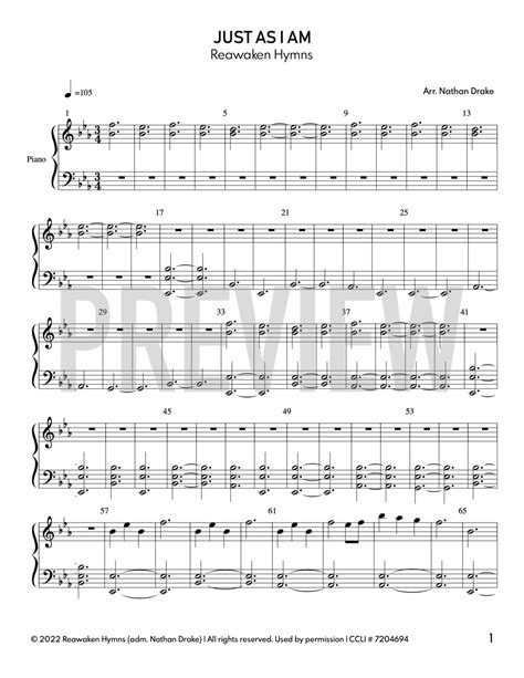 Just As I Am - Piano Sheet Music