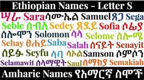 Ethiopian Names - Letter S - LOJSociety | Lion Of Judah Society ...