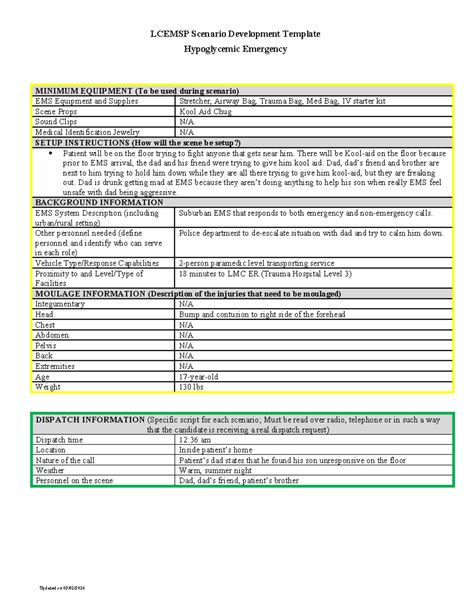 Hypoglycemic Episode - N/A - Hypoglycemic Emergency MINIMUM EQUIPMENT (To be used during ...