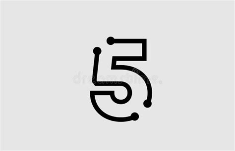 Number 5 Logo Design with Line and Dots Stock Vector - Illustration of ...