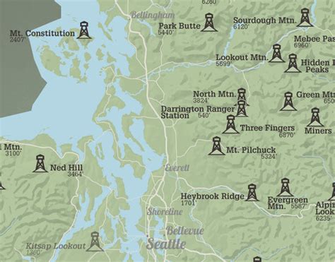 Washington Fire Lookouts Map 11x14 Print - Best Maps Ever