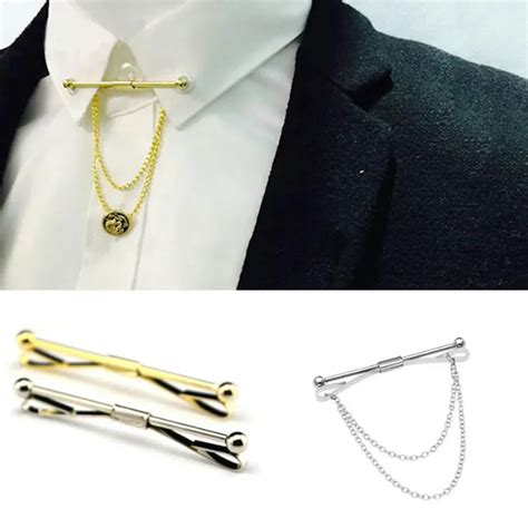 2016 New Collar Pin Tie Clips Men Metal Silver Tone Simple Necktie Tie Bar Clasp Clip-in Ties ...