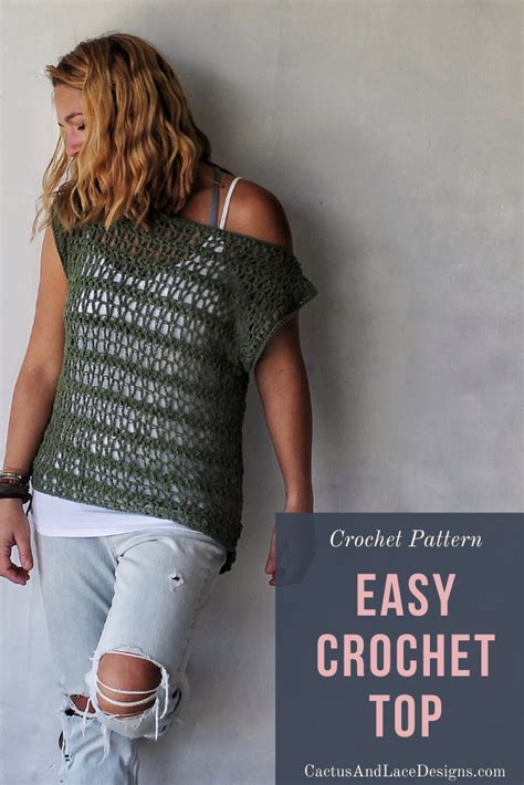 Easy Crochet Top~ The Ivy Tee~ Free Pattern ~ Cactus & Lace Designs | Crochet tops free patterns ...