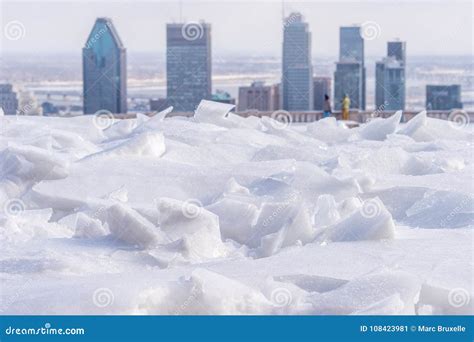 Montreal skyline in winter stock image. Image of quebec - 108423981