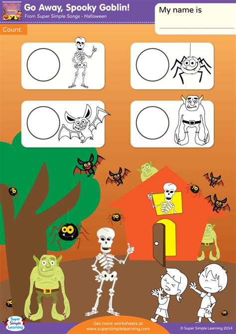 Go Away, Spooky Goblin! Worksheet - Count - Super Simple