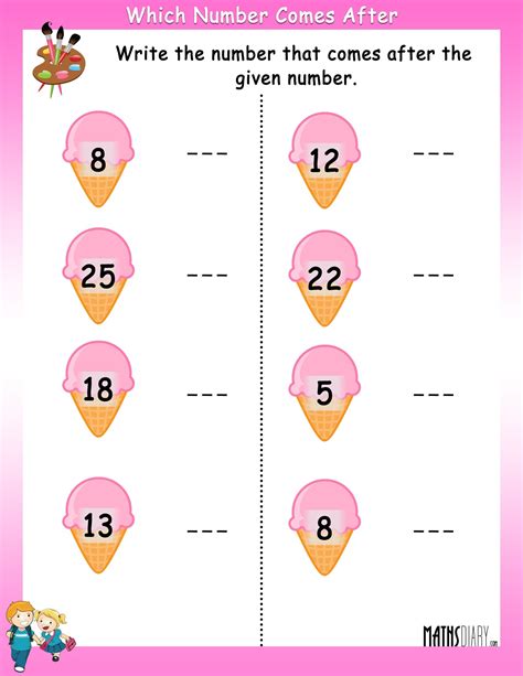 Numbers that comes after - Math Worksheets - MathsDiary.com