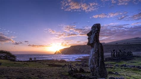 nature, Sunset, Landscape, Statue, Moai, Easter Island Wallpapers HD ...