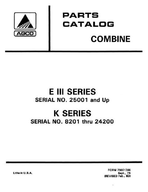 Gleaner K and E3 Combine - Parts Catalog | Farm Manuals Fast