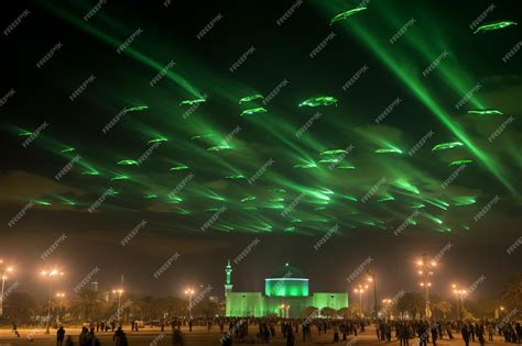 Premium AI Image | Spectacular Drone Display Celebrating Saudi Flag Day ...