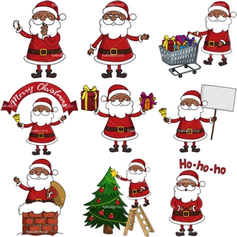 Black Santa Claus Vector Images Bundle - FriendlyStock