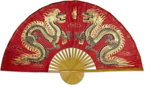 Fiery Dragons Chinese Wall Fan, 40'' - Asian - Decorative Objects And ...