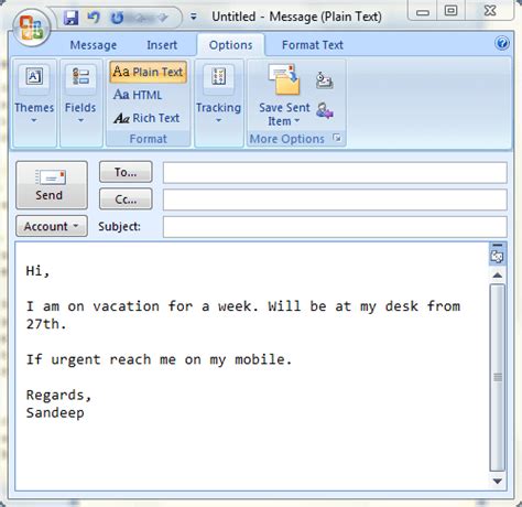 Set Up Auto-Replies in MS Outlook to Emulate Out Of Office Behavior