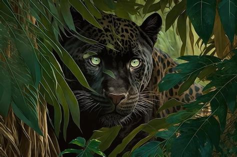 Premium AI Image | Panther stalking through the jungle eyes on the hunt