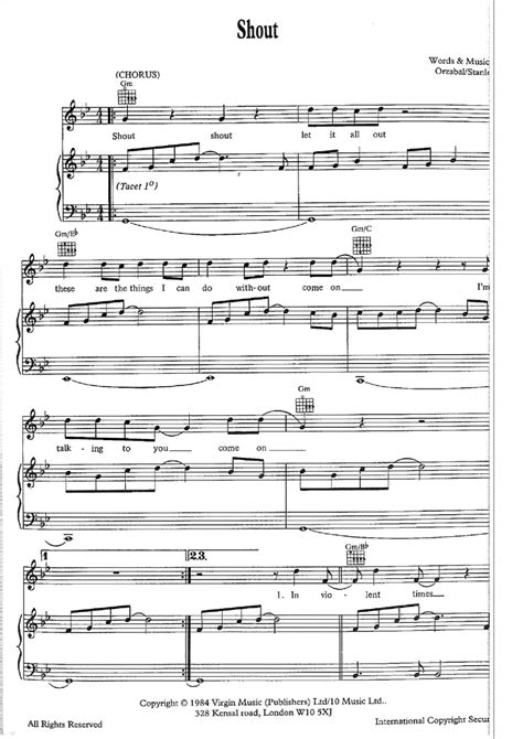 Tears For Fears-Shout Sheet Music pdf, - Free Score Download ★