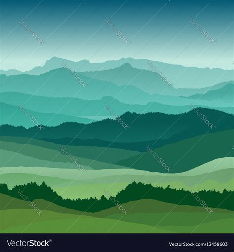 Flat landscape beautiful hills Royalty Free Vector Image