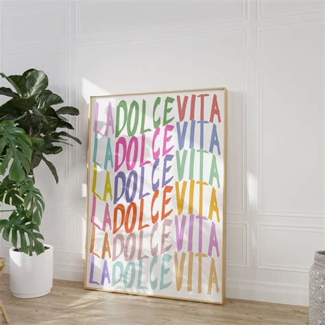 La Dolce Vita Rolled Poster Italian Quote Colorful Retro - Etsy