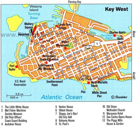 Key West Map - Tourist Attractions | Key west map, Key west vacations ...