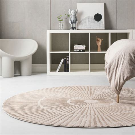 Living Room Round Rug Soft Coffee Color Modern Design - Warmly Home