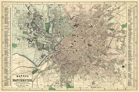 Vintage Map of Manchester UK Old Map Old City Plan Restored Archival ...