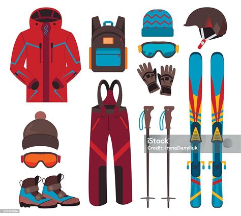 Skiing Equipment Vector Icons Stock Illustration - Download Image Now ...