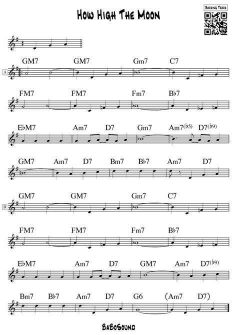 Delicious Guitar: How High The Moon Lead Sheet With QR Code