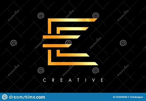 E Letter Logo Monogram with Gold Golden Lines and Minimalist Design ...