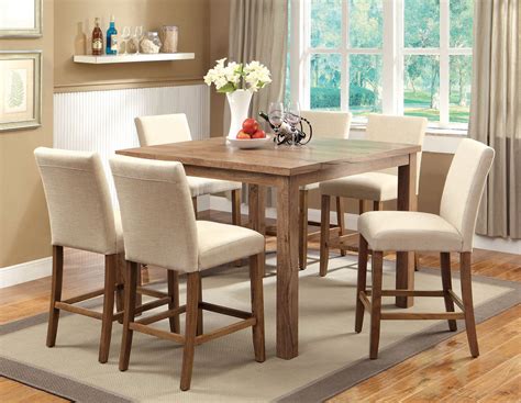 Sorrel II 7 Pieces Contemporary Rustic Oak Counter Height Table Set ...