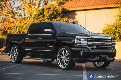 26" Intro Wheels Spyder Exposed-6 Brushed Polish Rims For 2017 Chevy Silverado 1500 High Country