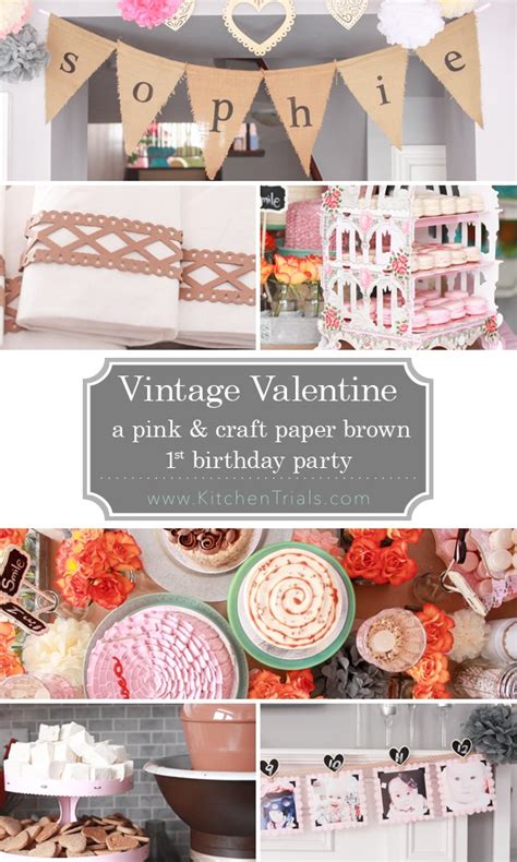Vintage Valentine Pink & Brown 1st Birthday