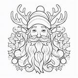 A coloring Page Of santa Claus With beard And Antlers Generative Ai  sketch template