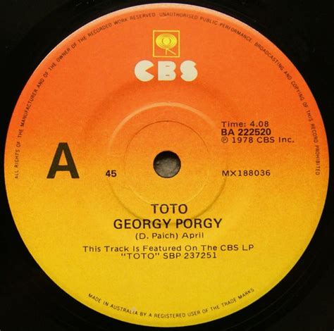 Toto – Georgy Porgy (1979, Vinyl) - Discogs