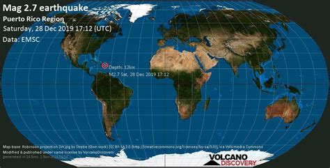 Earthquake info : M2.7 earthquake on Saturday, 28 December 2019 17:12 UTC / Puerto Rico Region ...