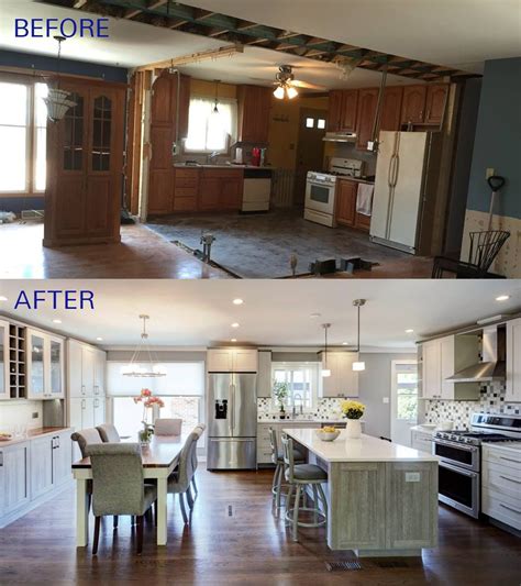 Before and After of this beautiful open concept kitchen. The B… | Split level kitchen remodel ...