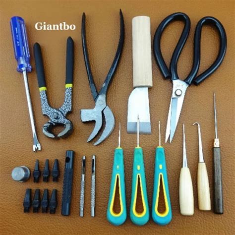 COBBLER'S SHOE REPAIR TOOL Set Leather Tool Kit Pliers Skiving Punch Scissors Awl Cutter B-in ...