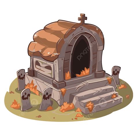 Tomb Clipart Cartoon Graveyard With A Door And Steps Vector, Tomb ...