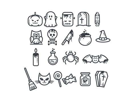 Outline Halloween Icon Set by Davin Vector on Dribbble