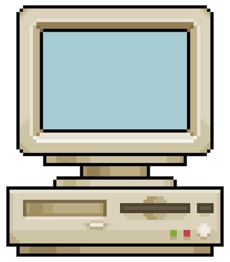 Premium Vector | Pixel art old computer vector icon for 8bit game on ...