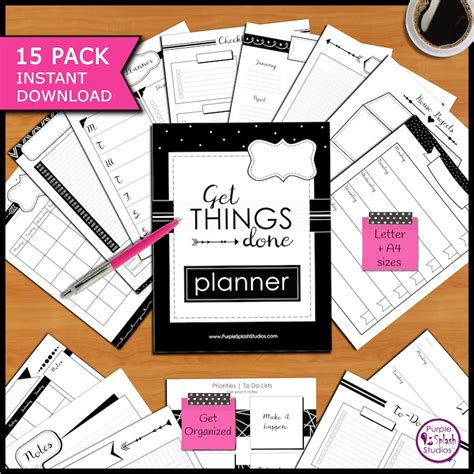 Get Things Done Printable Planner Pack of 15 Templates - Etsy