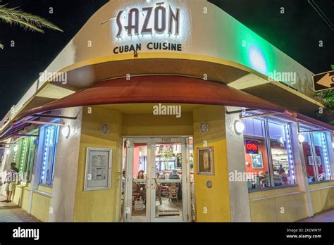 Miami Beach Florida,North Beach Collins Avenue night nightlife,Sazon Cuban Cuisine restaurant ...