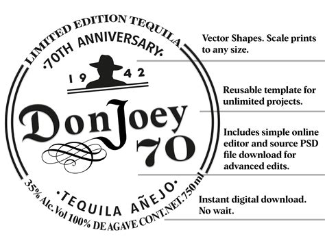 Don Julio 70th Anniversary Label for name customization - Etsy México