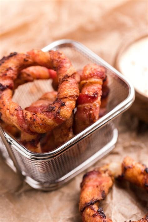 Air Fryer Bacon Wrapped Onion Rings - Kitchen Divas