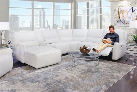 Senna White 6 Piece Leather Zero Gravity Dual Power Reclining Sectiona – Kane's Furniture