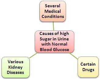 Can one have normal sugar level in blood but high sugar in urine?