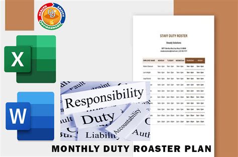 MONTHLY DUTY ROASTER PLAN