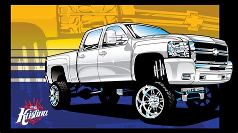 Lifted Chevy Truck 4x4 Vector Clip Art | Art by HotRodKristina | Pinterest | Lifted chevy trucks ...