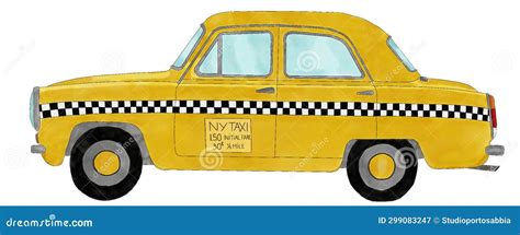 Vintage New York City Yellow Cab Stock Image - Image of taxi, hand ...