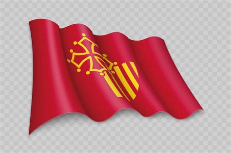 Premium Vector | 3d realistic waving flag of occitanie is a region of france