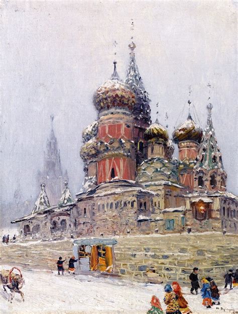 St. Basil's Cathedral in Winter Painting | Nikolai Nikanorovich Dubovskoy Oil Paintings