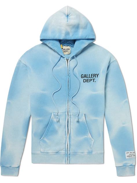 Gallery Dept. - Logo-Print Tie-Dyed Cotton-Jersey Zip-Up Hoodie - Blue ...