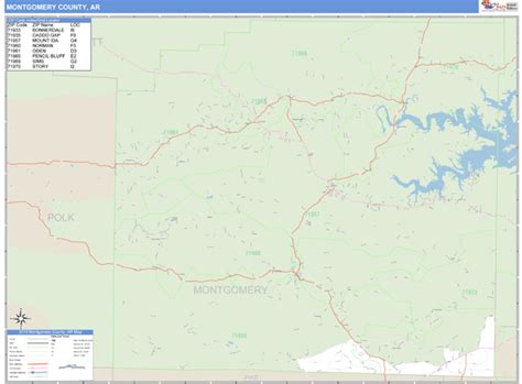 Montgomery County, Arkansas Zip Code Wall Map | Maps.com.com